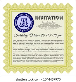 Yellow Vintage invitation template. With quality background. Vector illustration. Perfect design. 
