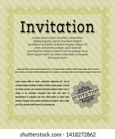 Yellow Vintage invitation template. With quality background. Modern design. Vector illustration. 