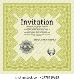 Yellow Vintage invitation template. Superior design. With guilloche pattern. Customizable, Easy to edit and change colors. 