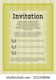 Yellow Vintage invitation template. Vector illustration. Easy to print. Lovely design. 