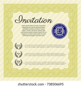 Yellow Vintage invitation. Vector illustration. With quality background. Modern design. 