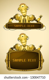 Yellow vintage robot with display