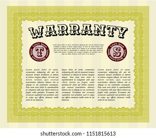 Yellow Vintage Warranty Certificate template. With quality background. Sophisticated design. Customizable, Easy to edit and change colors. 