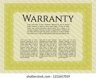 Yellow Vintage Warranty Certificate template. Sophisticated design. With guilloche pattern. Customizable, Easy to edit and change colors. 
