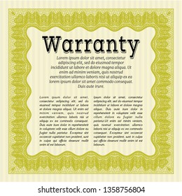 Yellow Vintage Warranty Certificate template. Easy to print. Customizable, Easy to edit and change colors. Superior design. 