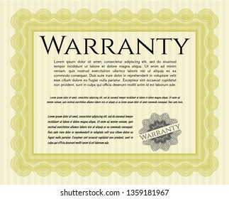 Yellow Vintage Warranty Certificate Template Guilloche Stock Vector ...