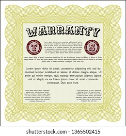 Yellow Vintage Warranty Certificate template. With quality background. Retro design. Customizable, Easy to edit and change colors. 