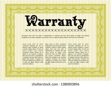 Yellow Vintage Warranty Certificate template. Customizable, Easy to edit and change colors. With complex background. Nice design. 