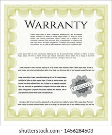Yellow Vintage Warranty Certificate template. Vector illustration. Easy to print. Money design. 