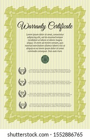 Yellow Vintage Warranty Certificate template. Customizable, Easy to edit and change colors. With background. Perfect design. 