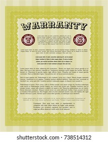 Yellow Vintage Warranty Certificate template. Customizable, Easy to edit and change colors. With quality background. Good design. 