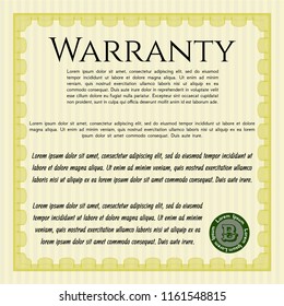 Yellow Vintage Warranty template. Beauty design. With guilloche pattern. Customizable, Easy to edit and change colors. 
