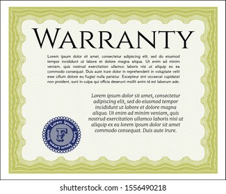 Yellow Vintage Warranty template. With complex background. Money Pattern design. Vector illustration. 
