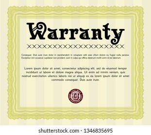 Yellow Vintage Warranty template. Cordial design. Customizable, Easy to edit and change colors. Easy to print. 