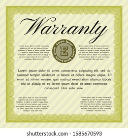 Yellow Vintage Warranty template. Customizable, Easy to edit and change colors. Complex background. Cordial design. 