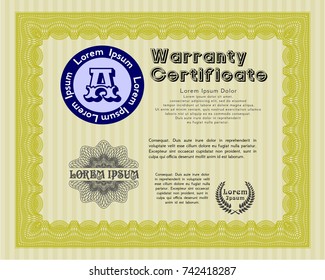 Yellow Vintage Warranty template. Customizable, Easy to edit and change colors. Printer friendly. Elegant design. 