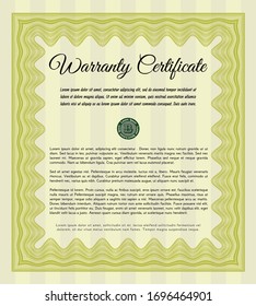 Yellow Vintage Warranty template. Detailed. With quality background. Elegant design. 