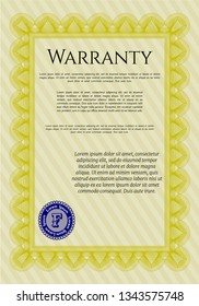 Yellow Vintage Warranty template. Good design. Customizable, Easy to edit and change colors. With guilloche pattern and background. 