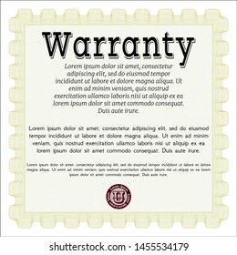 Yellow Vintage Warranty template. Good design. With complex background. Customizable, Easy to edit and change colors. 