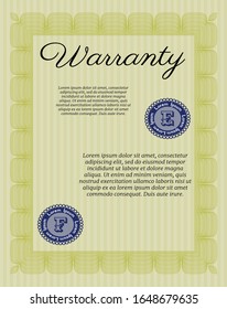 Yellow Vintage Warranty template. With guilloche pattern and background. Retro design. Customizable, Easy to edit and change colors. 