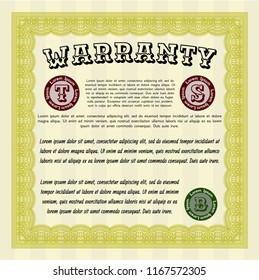 Yellow Vintage Warranty template. With linear background. Customizable, Easy to edit and change colors. Modern design. 