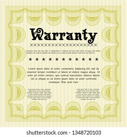 Yellow Vintage Warranty template. Money Pattern design. Detailed. With guilloche pattern. 