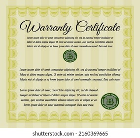 Yellow Vintage Warranty template. Money design.   Customizable, Easy to edit and change colors. 