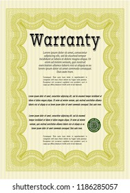 Yellow Vintage Warranty template. Perfect design. Customizable, Easy to edit and change colors. With guilloche pattern. 