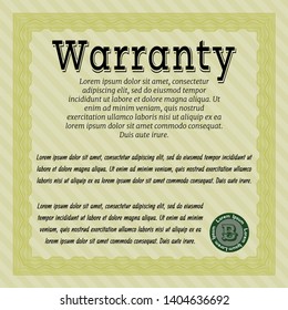 Yellow Vintage Warranty template. Printer friendly. Elegant design. Customizable, Easy to edit and change colors. 