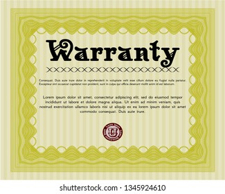 Yellow Vintage Warranty template. With quality background. Artistry design. Customizable, Easy to edit and change colors. 