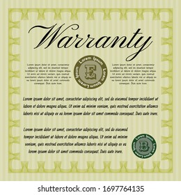 Yellow Vintage Warranty template. With quality background. Money Pattern. Customizable, Easy to edit and change colors. 