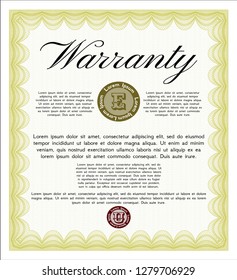 Yellow Vintage Warranty template. Vector illustration. With background. Money Pattern. 