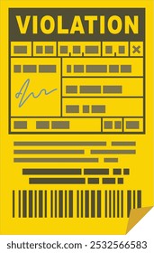 Bilhete amarelo violação em estilo de design plano (recortado)