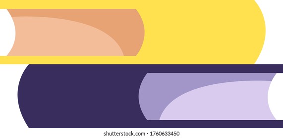 Libros amarillos y violetas. Conocimiento y diseño de la enseñanza, Ilustración vectorial en un estilo plano.