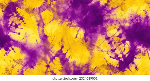 Yellow and Violet  Fabric Tie Dye Pattern Ink , colorful tie dye pattern abstract background.
Tie Dye two Tone Clouds . Shibori, tie dye, abstract batik brush seamless and repeat pattern design. Arkivvektor