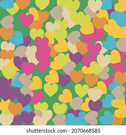 Yellow Violet Multicolor Saint Valentine Art Illustration. Warm Bright Hearts Love Confetti Vector Art. Light Purple Modern Ornamental Fabrics. Colorful Pink Romantic Wedding Art Background.