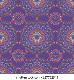 Yellow, violet and pink seamless pattern.