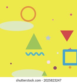 Yellow Violet Simple Digital Geometrical Art Illustration. Green Orange Colorful Modern Style Simple Hipster Art. Blue Grey Red Ornamental Fabrics. Purple Multicolor Pink Vector Background.