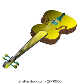 Yellow violin isolated on white background