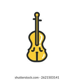 Yellow violin stands centered isolated music