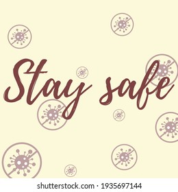 Yellow Virus Stay Safe Danger Sign Dark Epidemic Healthcare Backdrop. Text Red Quarantine Pastel Covid-19 Pandemic Asian Flue Vector. Test Coronavirus Pink Stop Covid Take Care Sick Illustration.
