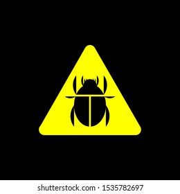 Yellow virus warning icon on black background