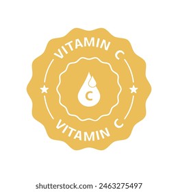 Pegatina de vitamina c amarilla con icono de gota