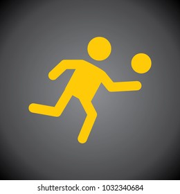 Yellow Volleyball Player icon on black background.
