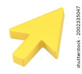 Yellow volumetric web arrow. Mouse cursor for website. Pointer computer interface for choosing online actions. Corrector of right direction to goal. Vector 3d illustration