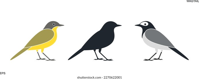 Yellow wagtail logo. Isolated yellow wagtail on white background