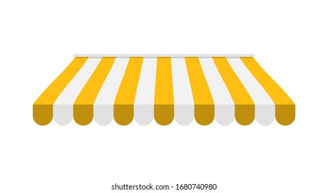 Yellow Wall Awning Parasol Icon . Flat Illustration Of Canopy Vector Icon With White Background.