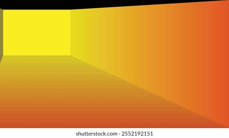 Parede amarela com sombra preta no topo
