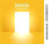 Yellow wall and opened of door bright effect background vector