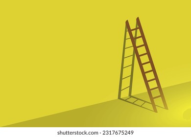 Yellow wall with stairs texture background, minimalist style for your base image, poster, banner or cover, simple and simplicity design is trendy key for graphic arts. 3d rendering
